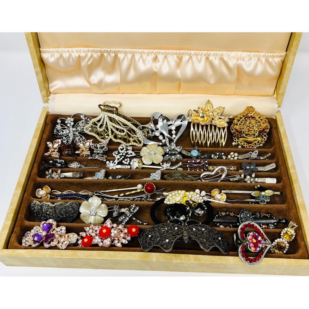 Vintage Silver & Gold Tone Hair Accessory Butterfly Clip, Pins Floral Combs 30pc